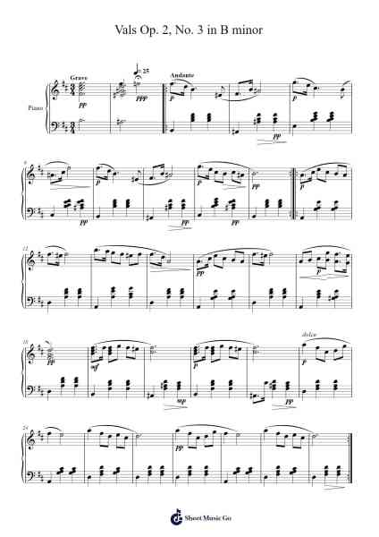 Vals Op. 2, No. 3 in B minor Sheet Music by Mario Aragón-Arr.Fitchnolds Hartewy