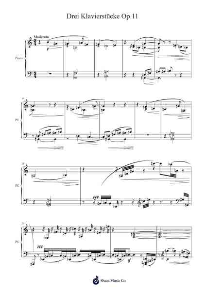Drei Klavierstücke, Op. 11 Notenblatt von Arnold Schoenberg-Arr.Hifaithe Fojames
