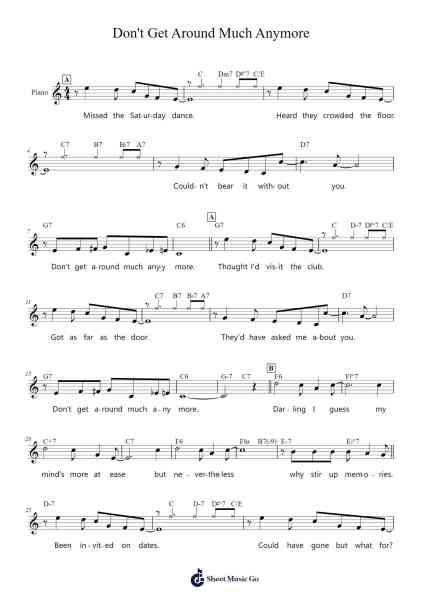 Don't Get Around Much Anymore Sheet Music by Duke Ellington-Arr.Vanckey Housetia