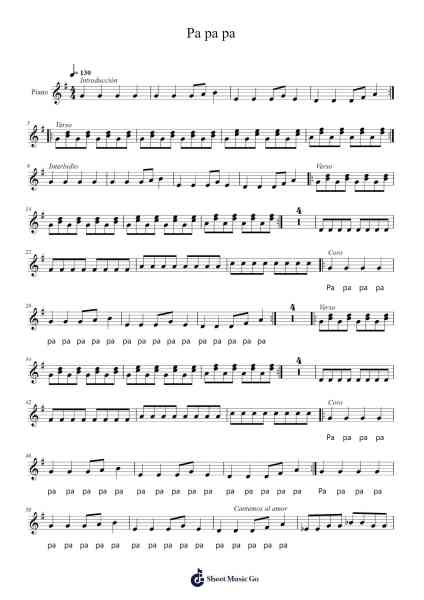 Pa pa pa Sheet Music by undefined-Arr.Hilltim Moobright