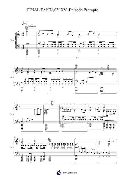 FINAL FANTASY XV: Episode Prompto - Piano Sheet Music by Naoshi Mizuta/Yoko Shimomura-Arr.Fieldtein