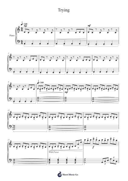 Trying Sheet Music by Logan C. Barrow-Arr.Peagrace Lensid