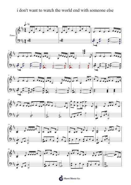 i don't want to watch the world end with someone else Sheet Music by Clinton Kane-Arr.Faitheva Carite