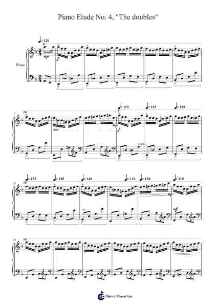 Piano Etude No. 4, "The doubles" Sheet Music by Markthur-Arr.Pauldo Reedbart