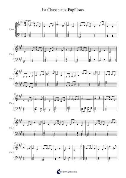 La Chasse aux Papillons Sheet Music by Georges Brassens-Arr.Cropenn Brighted