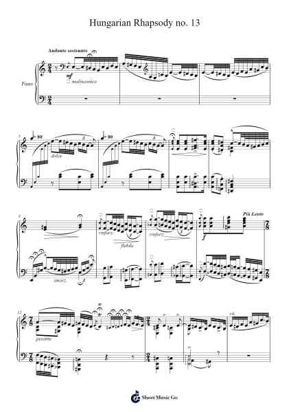 Hungarian Rhapsody No. 13 in A Minor, S. 244 Sheet Music by Franz Liszt-Arr.Joejosh Demptout