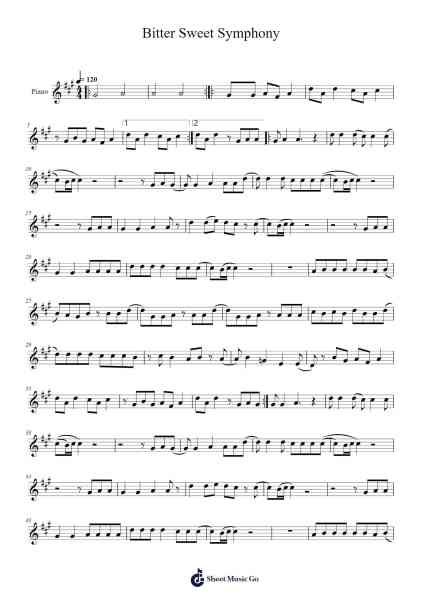 Bitter Sweet Symphony Sheet Music by The Verve-Arr.Sibylmos Fordridge