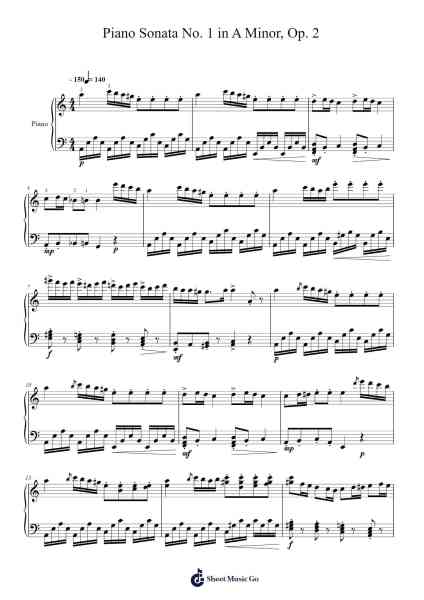 Piano Sonata No. 1 in A Minor, Op. 2 Sheet Music by Luca Robadey-Arr.Bclark
