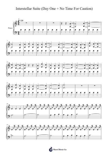 Interstellar Suite (Day One + No Time For Caution) Musica per pianoforte di Catherine Zhang - Arr.Birwylde