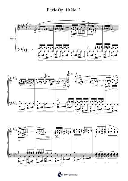 Etude Op. 10 No. 3 Sheet Music by Frédéric Chopin-Arr.Fosil Johnlind
