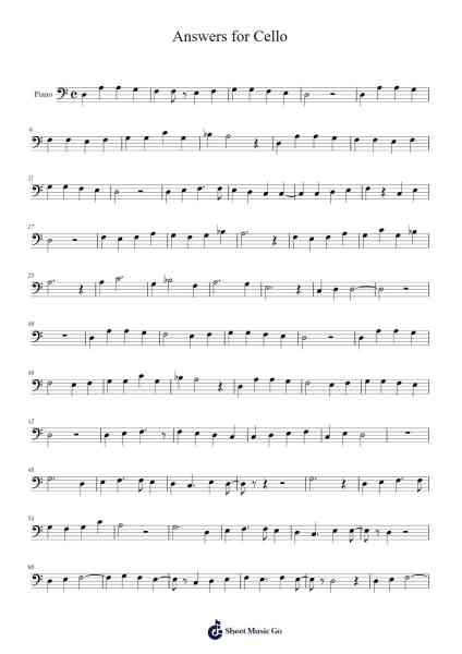 Answers for Cello Sheet Music by Velathice-Arr.Shertram