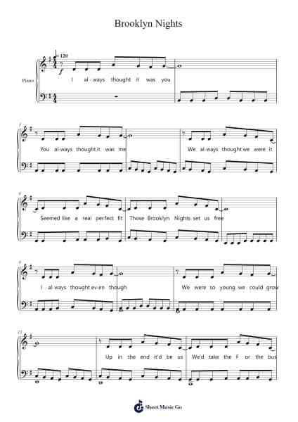 Brooklyn Nights Sheet Music by Pumens Faulkgrant-Arr.Bysey Truwood