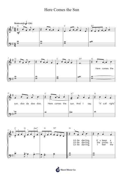 Here Comes the Sun Sheet Music by The Beatles-Arr.Woodthorne Rylee