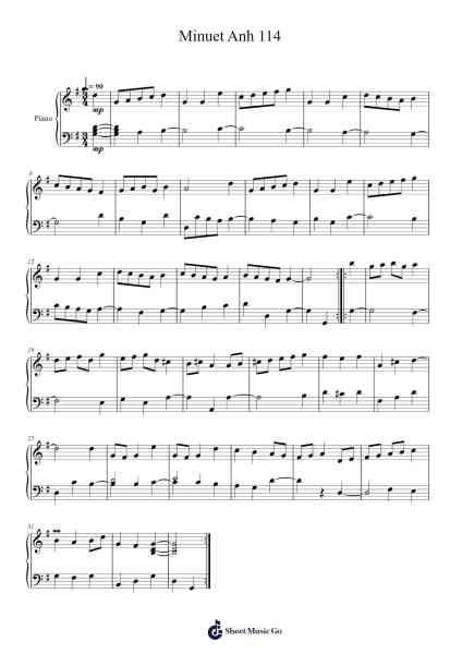 Minuet Anh 114 Sheet Music by Archippe Yepmou-Arr.Stilling