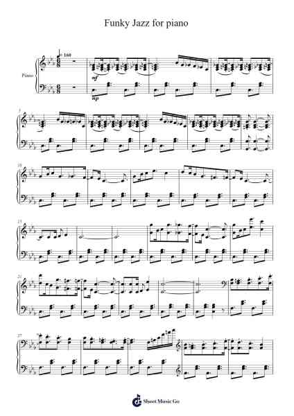 Funky Jazz for piano Sheet Music by K.Y.T. Kalansooriya-Arr.Vibard Brumens