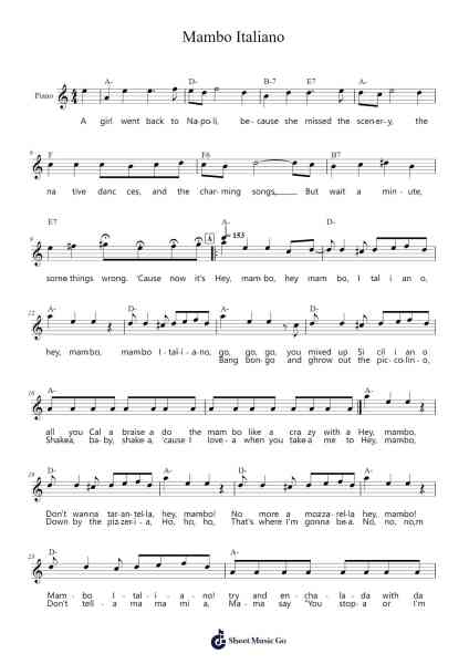 Mambo Italiano Sheet Music by Bob Merrill-Arr.Greenlew