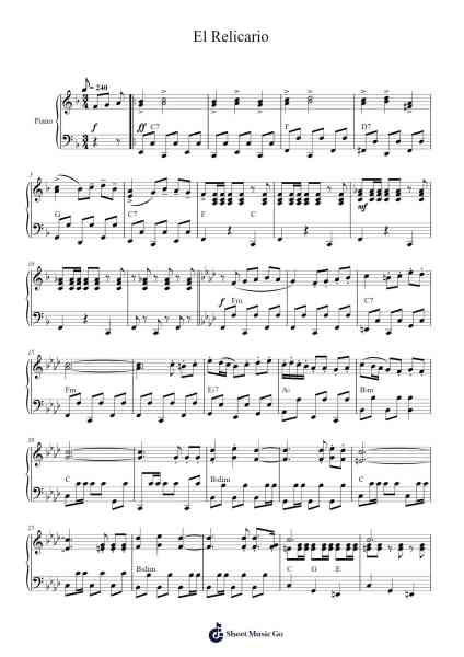 El Relicario Sheet Music by José Padilla-Arr.Blyxine Cojane