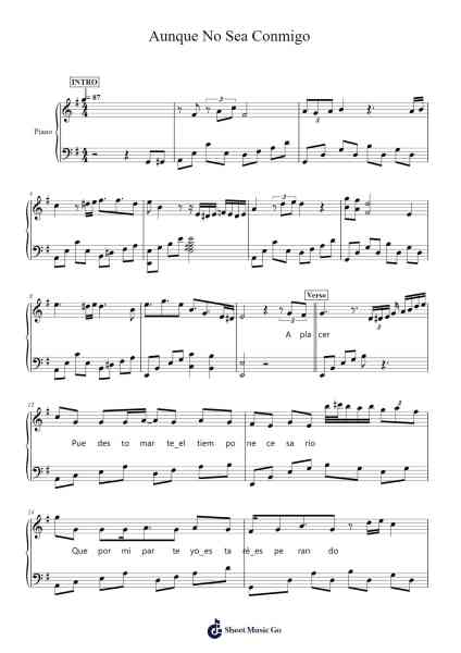 Aunque No Sea Conmigo Sheet Music by Enrique Bunbury-Arr.Rontrine Ollyn