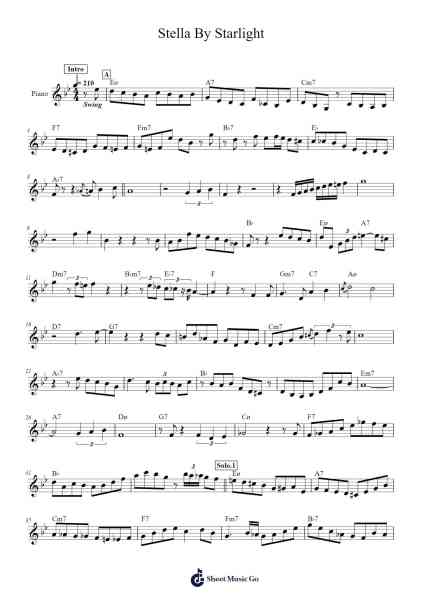 Stella By Starlight Musica per pianoforte di Victor Young - Arr.Ivessid