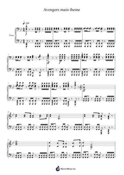 Avengers main theme Sheet Music by Alan Silvestri-Arr.Rhysgel Dilcooke