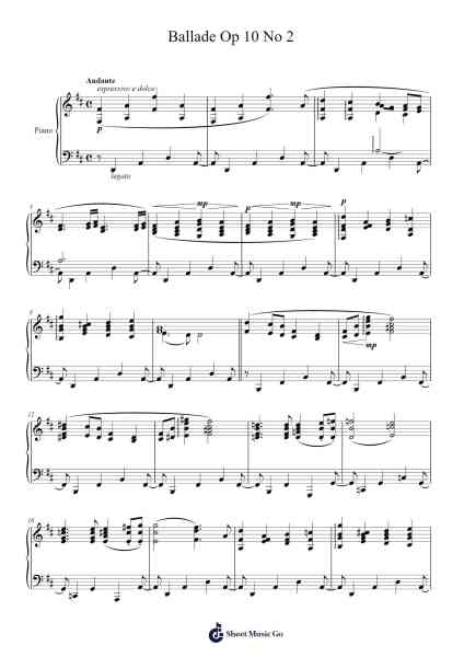 Ballade in B Minor, Op. 10 No. 2 Sheet Music by Johannes Brahms-Arr.Turdrea
