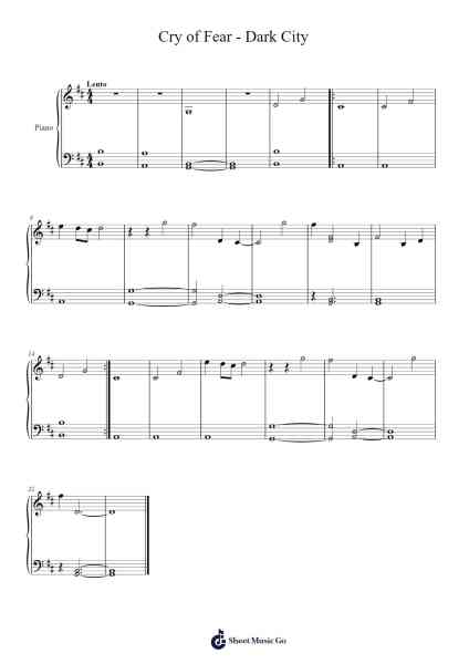 Cry of Fear - Dark City Sheet Music by Andreas Rönnberg-Arr.Woodcie Budad