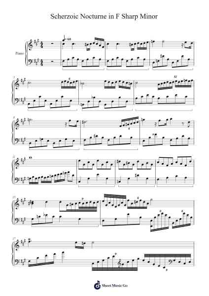 Scherzoic Nocturne in F Sharp Minor Sheet Music by Li Yang Yang-Arr.Wancolm