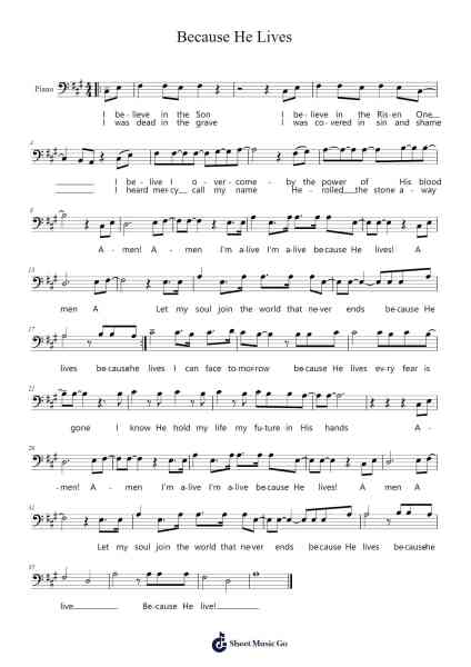 Because He Lives Sheet Music by undefined-Arr.Dempdawn Ftance