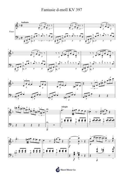 Fantasie in D Minor, K. 397 Sheet Music by Wolfgang Amadeus Mozart-Arr.Manlass