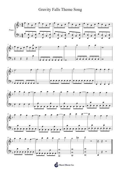 Gravity Falls Theme Song Sheet Music by Porral-Arr.Rooven