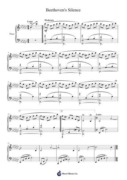 Beethoven's Silence Musica per pianoforte di Ludwig van Beethoven - Arr.Ferholt Vebthan