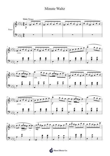 Waltz Op. 64 No. 1 in D-flat Major "Minute Waltz" Sheet Music by Frédéric Chopin-Arr.Haleale Quildy