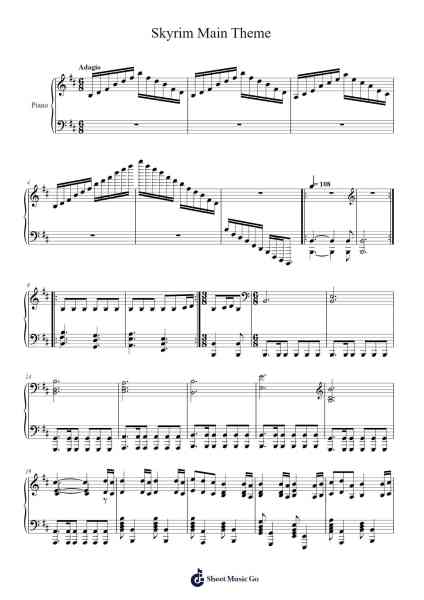 Skyrim Main Theme Sheet Music by Jeremy Soule-Arr.Stonelian Chantham