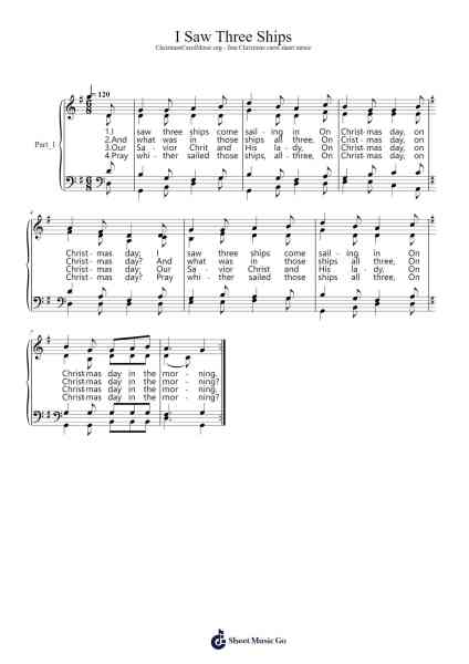 I Saw Three Ships Come Sailing In Sheet Music by Traditional-Arr.Mollpag