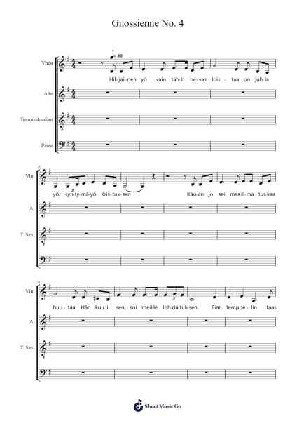 Gnossienne No. 4 Sheet Music by Erik Satie-Arr.Kayien Goldine