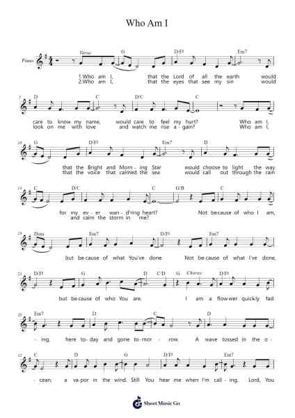 Who Am I Sheet Music by Casting Crowns-Arr.Ukuk Behill