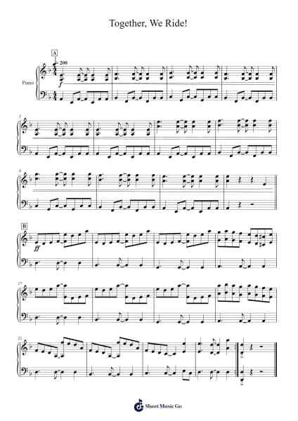 Together, We Ride! Sheet Music by Yuka Tsujiyoko-Arr.Beernoel Oisensharp