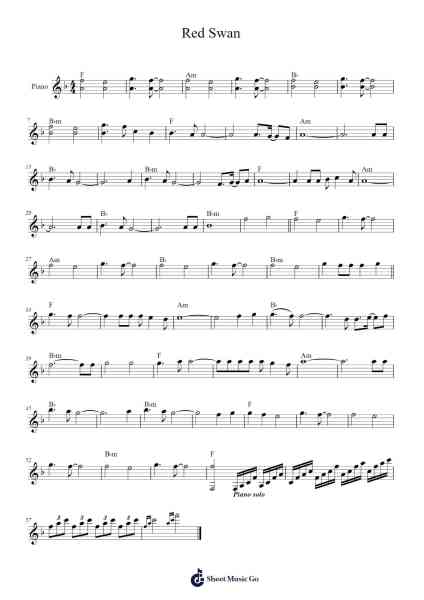 Red Swan Sheet Music by Hiroyuki Sawano-Arr.Zimwis