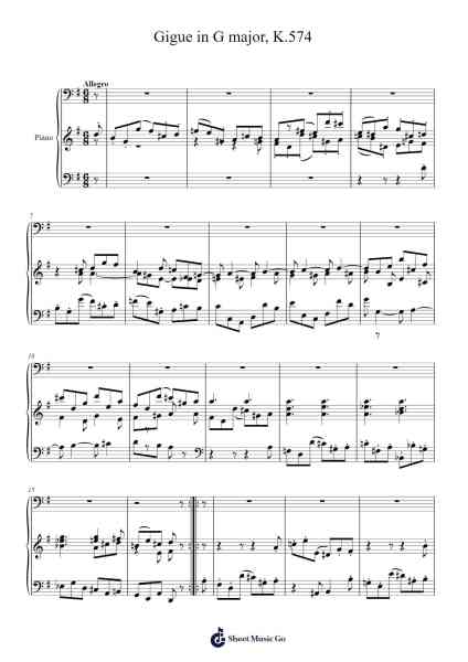 Gigue in G Major, K. 574 Musica per pianoforte di Wolfgang Amadeus Mozart - Arr.Wildbias