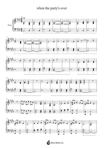 when the party's over Sheet Music by Billie Eilish-Arr.Bettiane Rexpoe