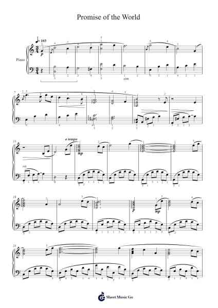 Promise of the World - Howl's Moving Castle Sheet Music by Joe Hisaishi-Arr.Bunjoan Payley