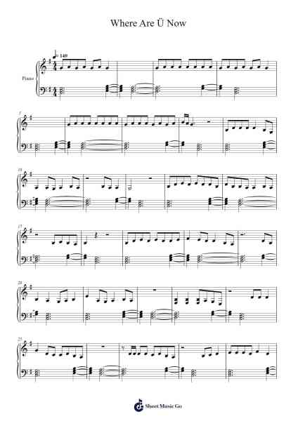 Where Are Ü Now Sheet Music by Skrillex/Diplo/Justin Bieber-Arr.Thoclare