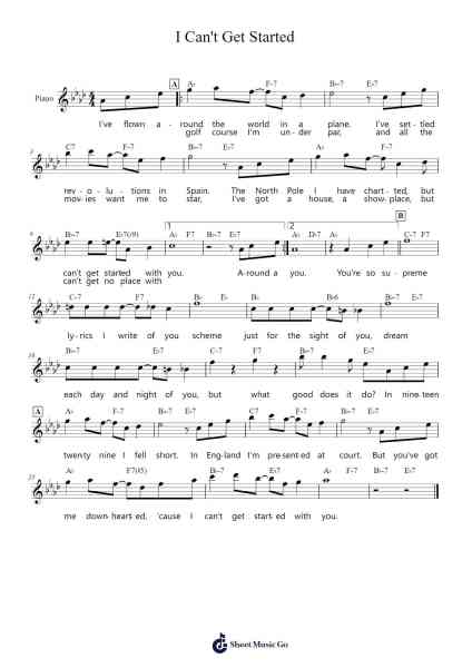 I Can't Get Started Sheet Music by Vernon Duke-Arr.Fantus