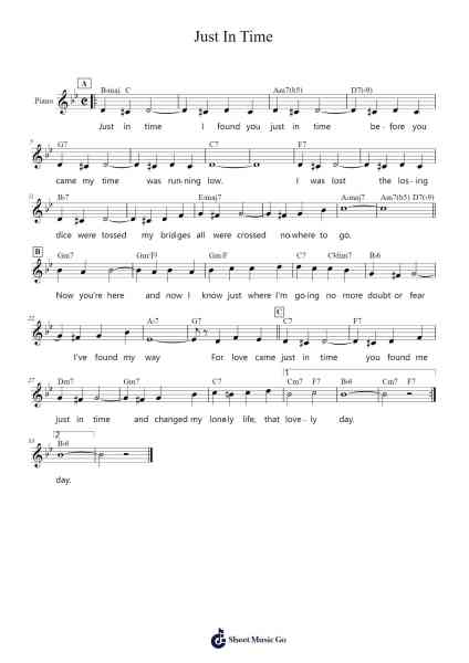 Just In Time Sheet Music by Jule Styne-Arr.Elfaithe