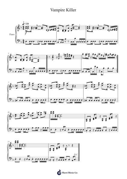 Vampire Killer Sheet Music by Kinuyo Yamashita-Arr.Boycegold