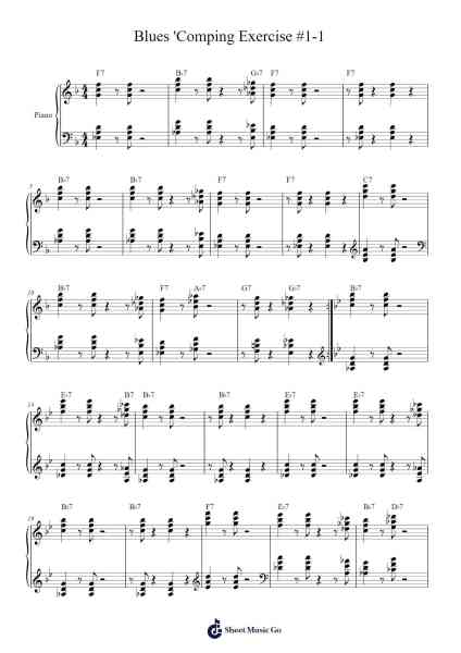Blues 'Comping Exercise #1-1 Sheet Music by David Baker-Arr.Diabaird