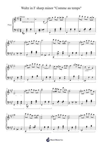 Waltz in F sharp minor "Comme au temps" Sheet Music by Graceria-Arr.Odefred
