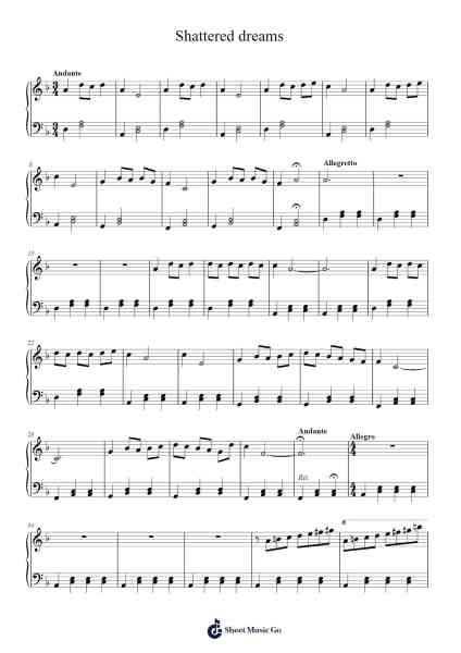 Shattered dreams Sheet Music by Jonas Hansen-Arr.Dwightbright