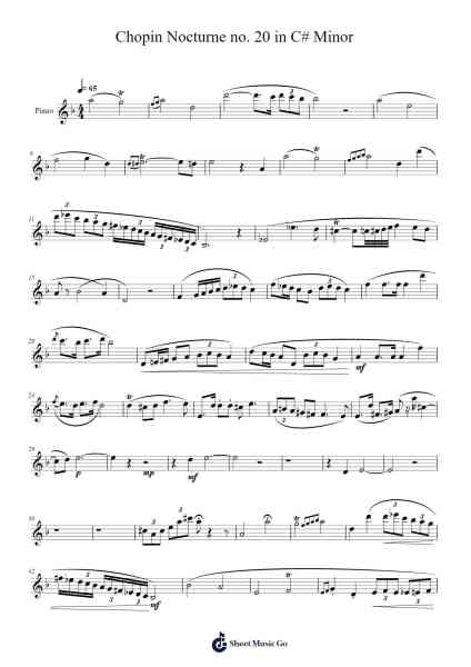 Nocturne No. 20 in C-sharp Minor, Op. Posth. Sheet Music by Frédéric Chopin-Arr.Consdia Debruth