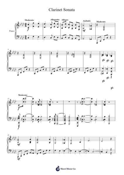 Clarinet Sonata No. 1 in F Minor, Op. 120: I. Allegro appassionato Sheet Music by Johannes Brahms-Arr.Cusnow Noahlis